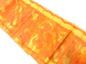 リサイクル　手織り紬唐草模様織出し名古屋帯